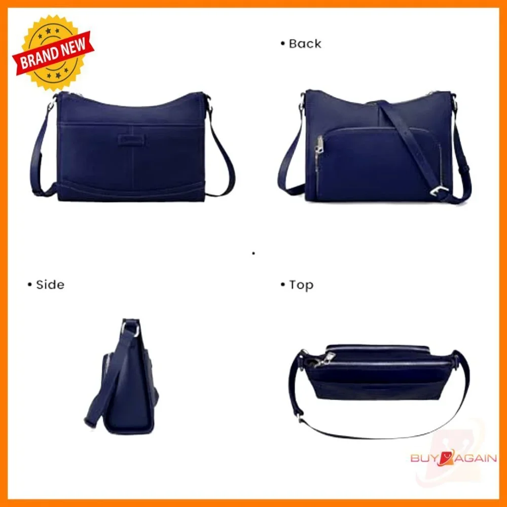 Genuine Leather Crossbody Bag with RFID Wallet, Adjustable Strap - Picture 6 of 7